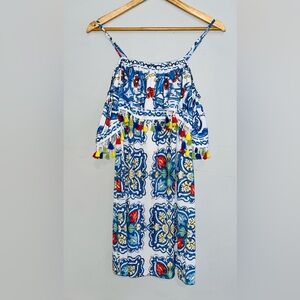 Boston Proper Tassled Off Shoulder Midi Dress sz S